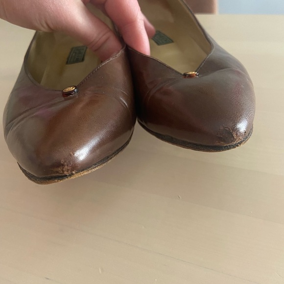 Vintage GUCCI peep toe leather kitten heels - Picture 8 of 9